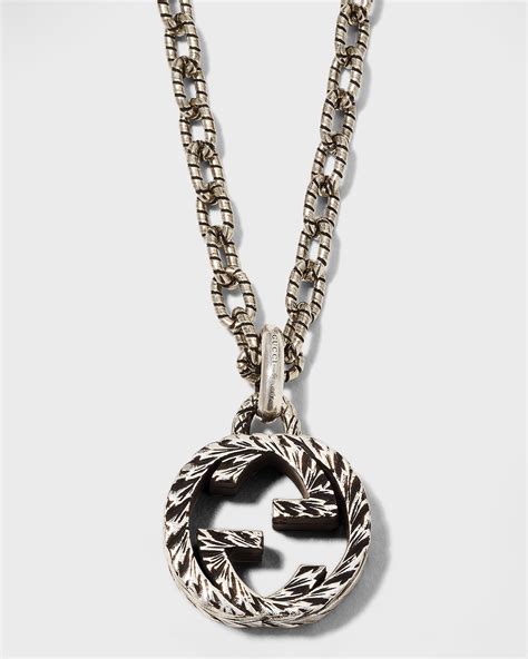 gucci silver interlocking g necklace|gucci interlocking g necklace men's.